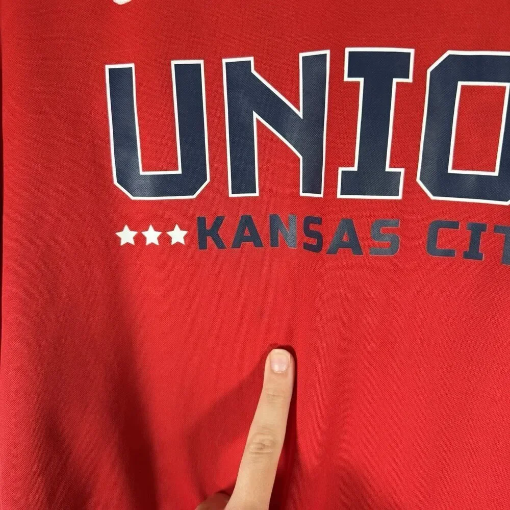 Union Kansas City Nike Shirt Unisex Large Red Graphic Print 14 Short Sleeve Socc